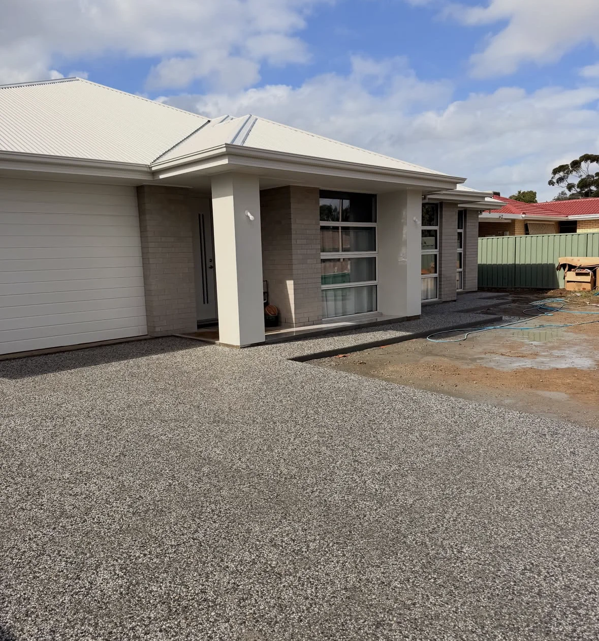 Exposed aggregate driveway at a Salisbury Park home